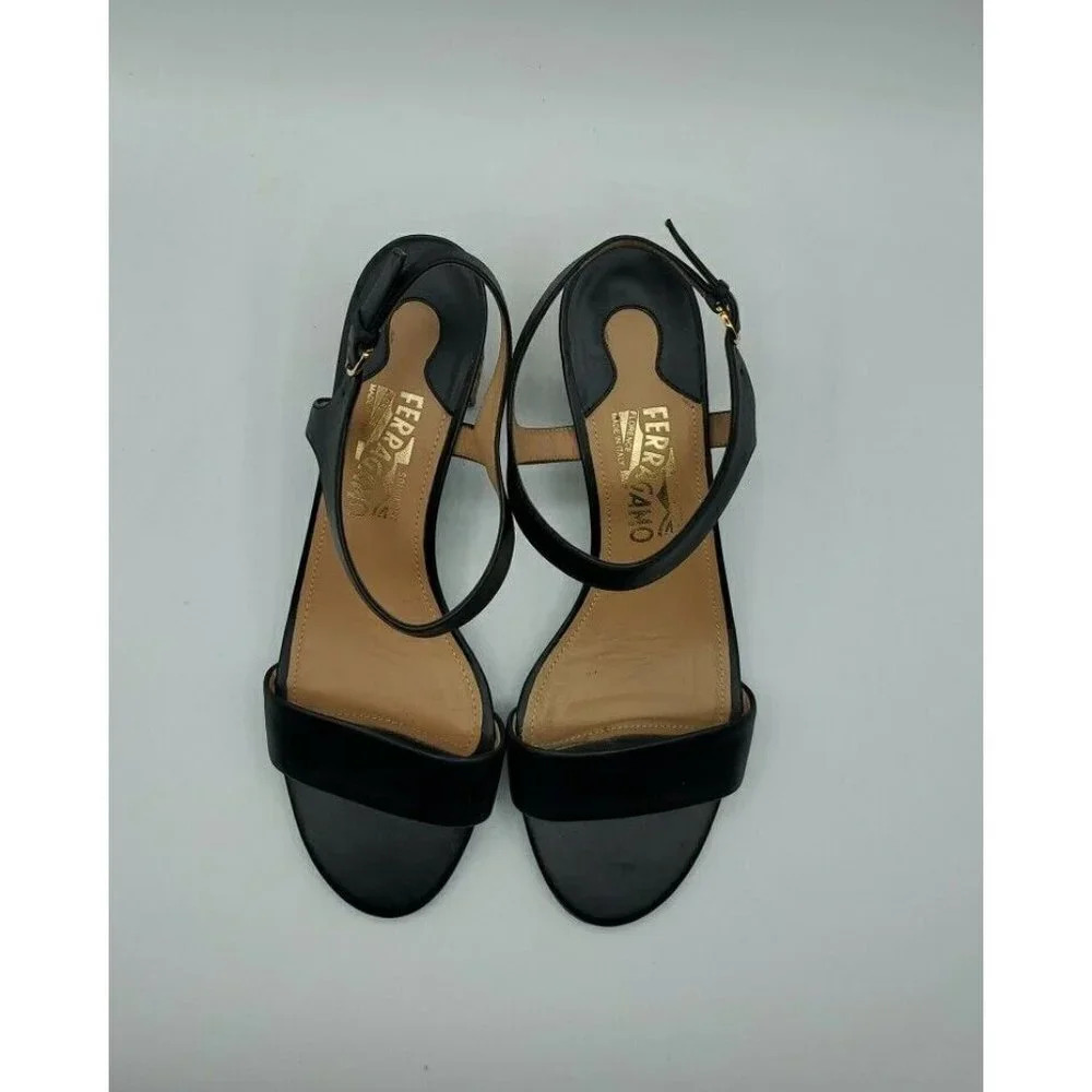 Salvatore Ferragamo Women Black Leather Shoe Sandal Sz 10B 'MADISON' Italy - Picture 3 of 15